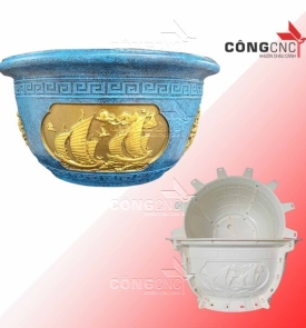 KHUÔN ĐÚC CHẬU GIÁ RẺ TRÒN 60 – HỌA TIẾT THUYỀN BUỒM