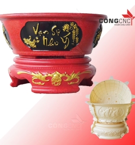 Khuôn Chậu Tròn Lùn 82 Kèm Đôn