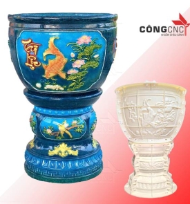 Khuôn Chậu Xi Măng Thống Tròn 55 Kèm Đôn Tròn Cao
