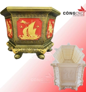 Khuôn Chậu Cảnh Lục Giác 60 Chân Liền Nhựa ABS