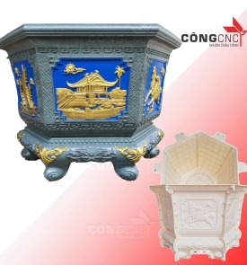 Khuôn Làm Chậu Xi Măng Lục Giác 85 Chân Liền Nhựa ABS