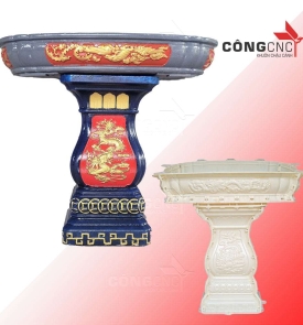 Khuôn Đúc Chậu Cảnh Bằng Nhựa Ovan 90 Kèm Chân Đôn (Có Lòng Trong)