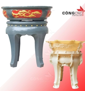 Khuôn Chậu Tròn Cạn 52 Kèm Đôn